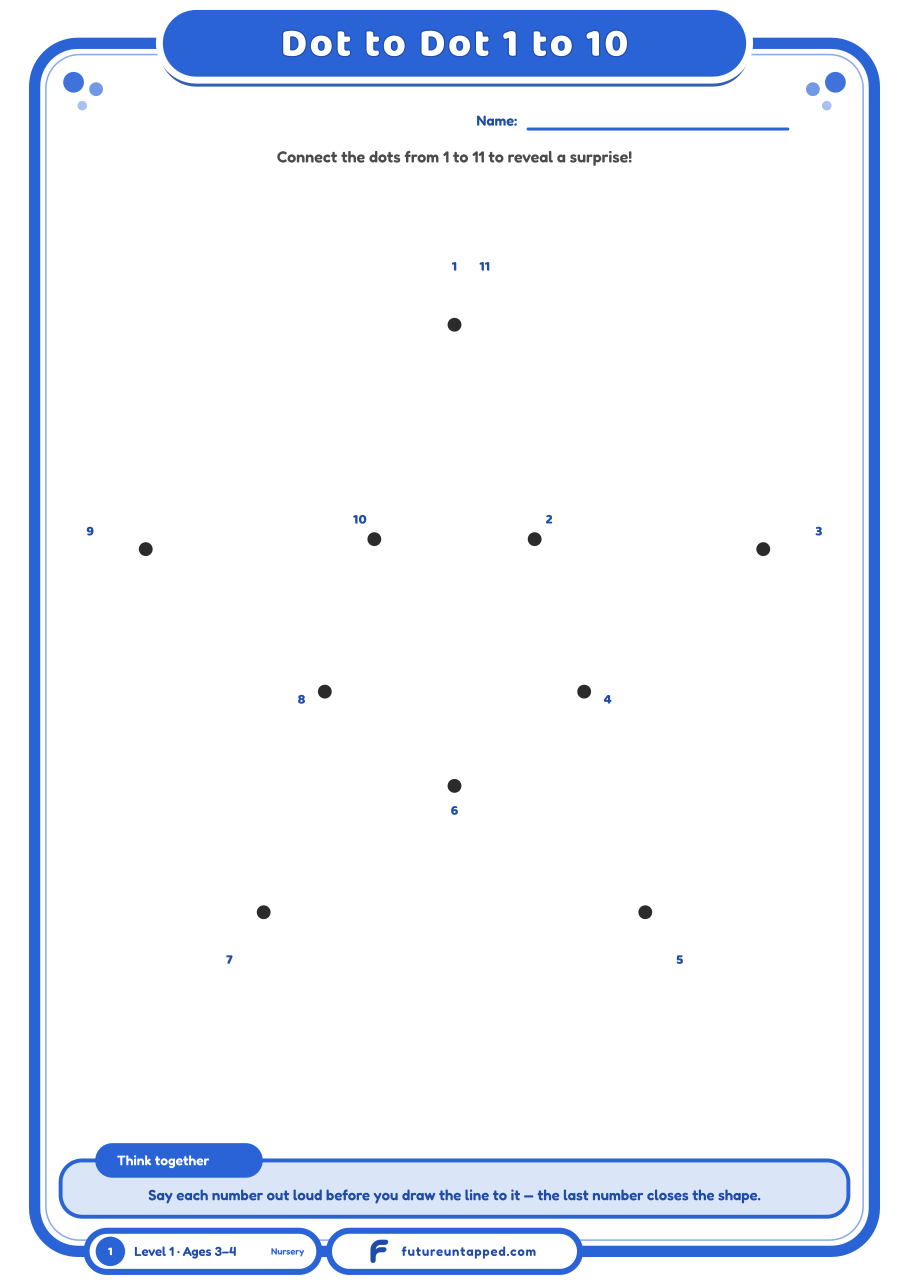 One free page: connect the dots from 1 to 10 to reveal a star.