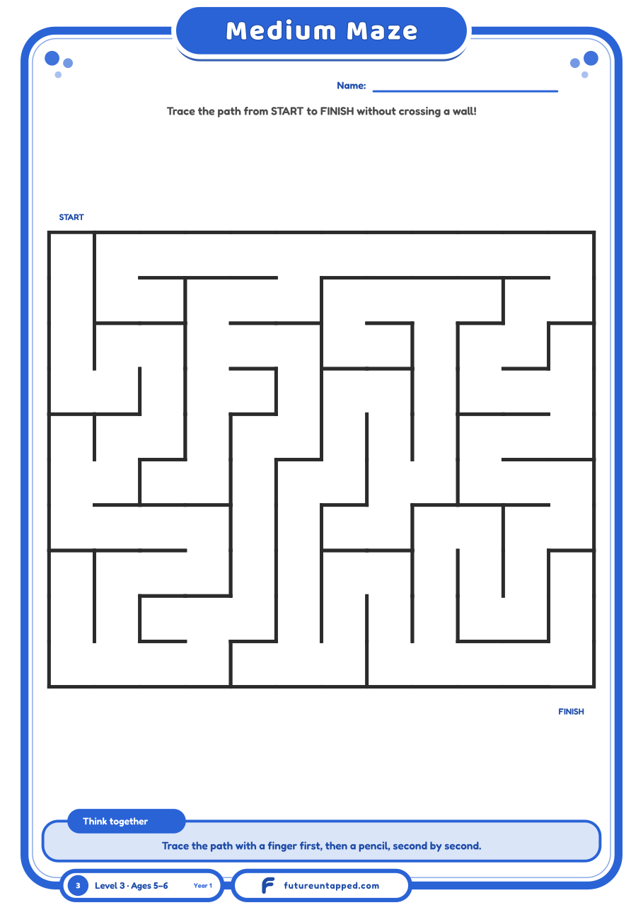 One free page: a bigger 10x12 maze with more turns and dead ends.