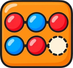 Patterns game card showing a row of coloured beads that repeat