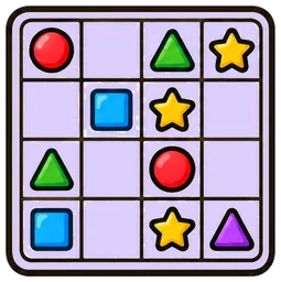 Picture Sudoku game card showing a small grid of coloured shapes